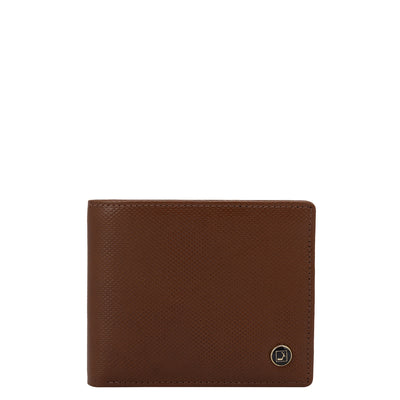 Cognac Fish Plain Leather Mens Wallet & Belt Gift Set