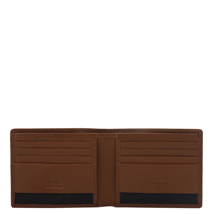 Cognac Fish Plain Leather Mens Wallet & Belt Gift Set