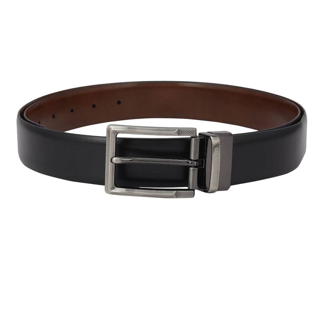 Mat Emboss Plain Leather Mens Wallet & Belt Gift Set - Black & Cognac