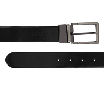 Mat Emboss Plain Leather Mens Wallet & Belt Gift Set - Black & Cognac