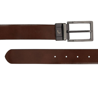 Mat Emboss Plain Leather Mens Wallet & Belt Gift Set - Black & Cognac