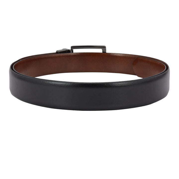 Mat Emboss Plain Leather Mens Wallet & Belt Gift Set - Black & Cognac