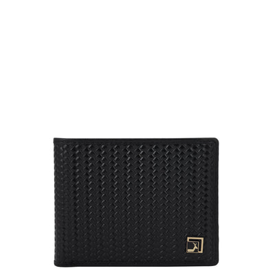 Mat Emboss Plain Leather Mens Wallet & Belt Gift Set - Black & Cognac