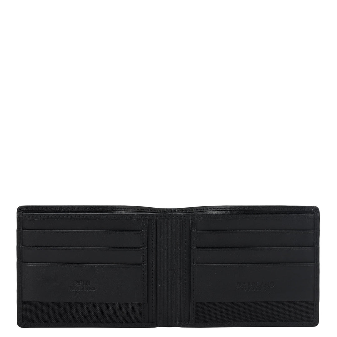 Mat Emboss Plain Leather Mens Wallet & Belt Gift Set - Black & Cognac