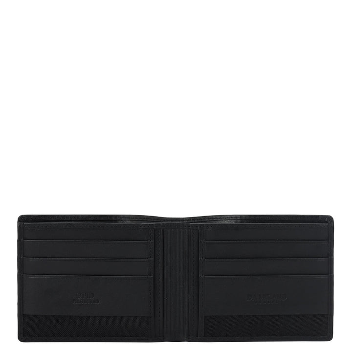 Mat Emboss Plain Leather Mens Wallet & Belt Gift Set - Black & Cognac