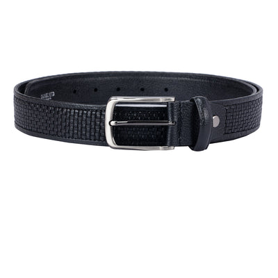 Black Mat Plain Leather Mens Wallet & Belt Gift Set
