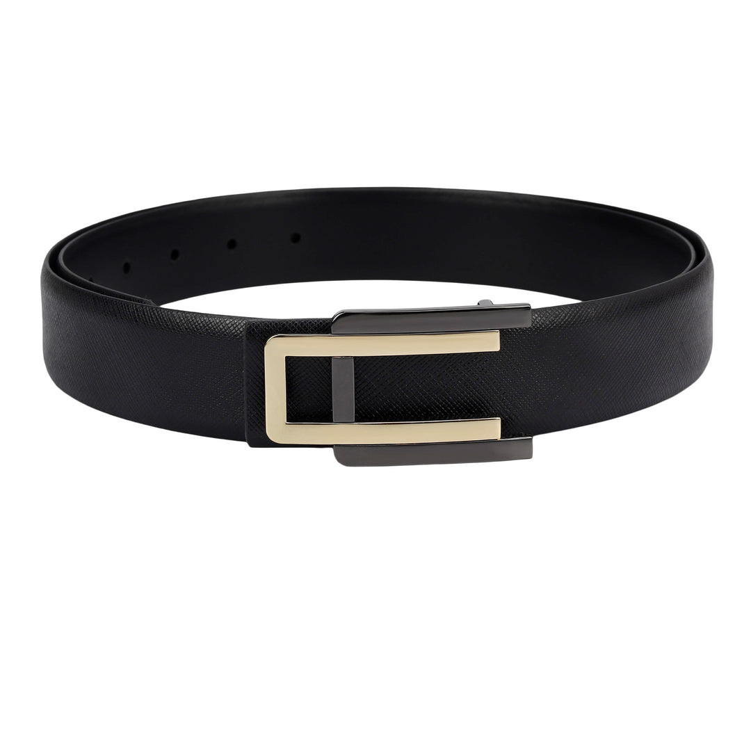 Black Saffiano Franzy Leather Mens Wallet & Belt Gift Set