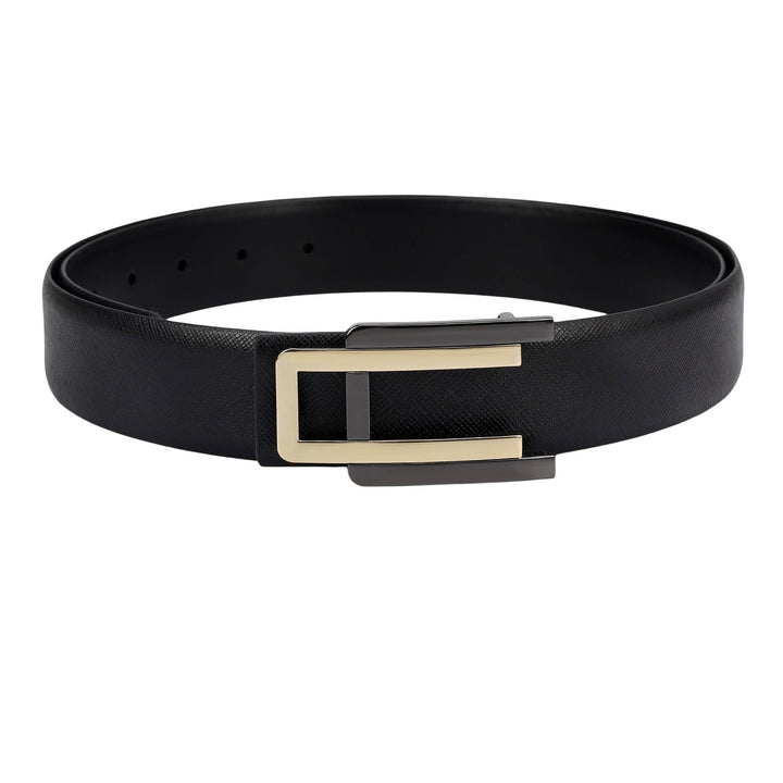 Black Saffiano Franzy Leather Mens Wallet & Belt Gift Set