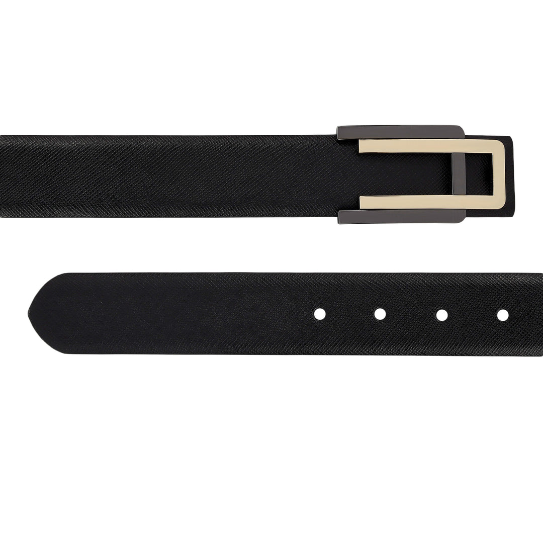 Black Saffiano Franzy Leather Mens Wallet & Belt Gift Set