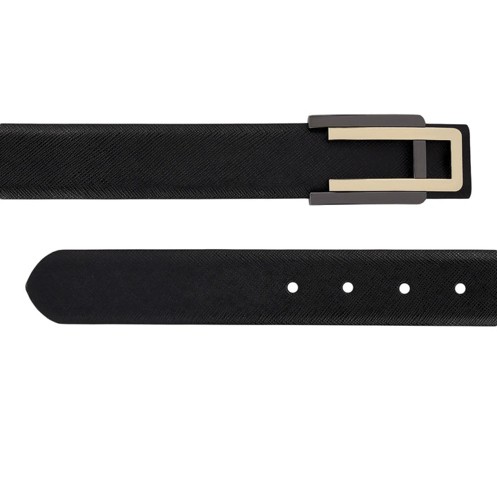 Black Saffiano Franzy Leather Mens Wallet & Belt Gift Set