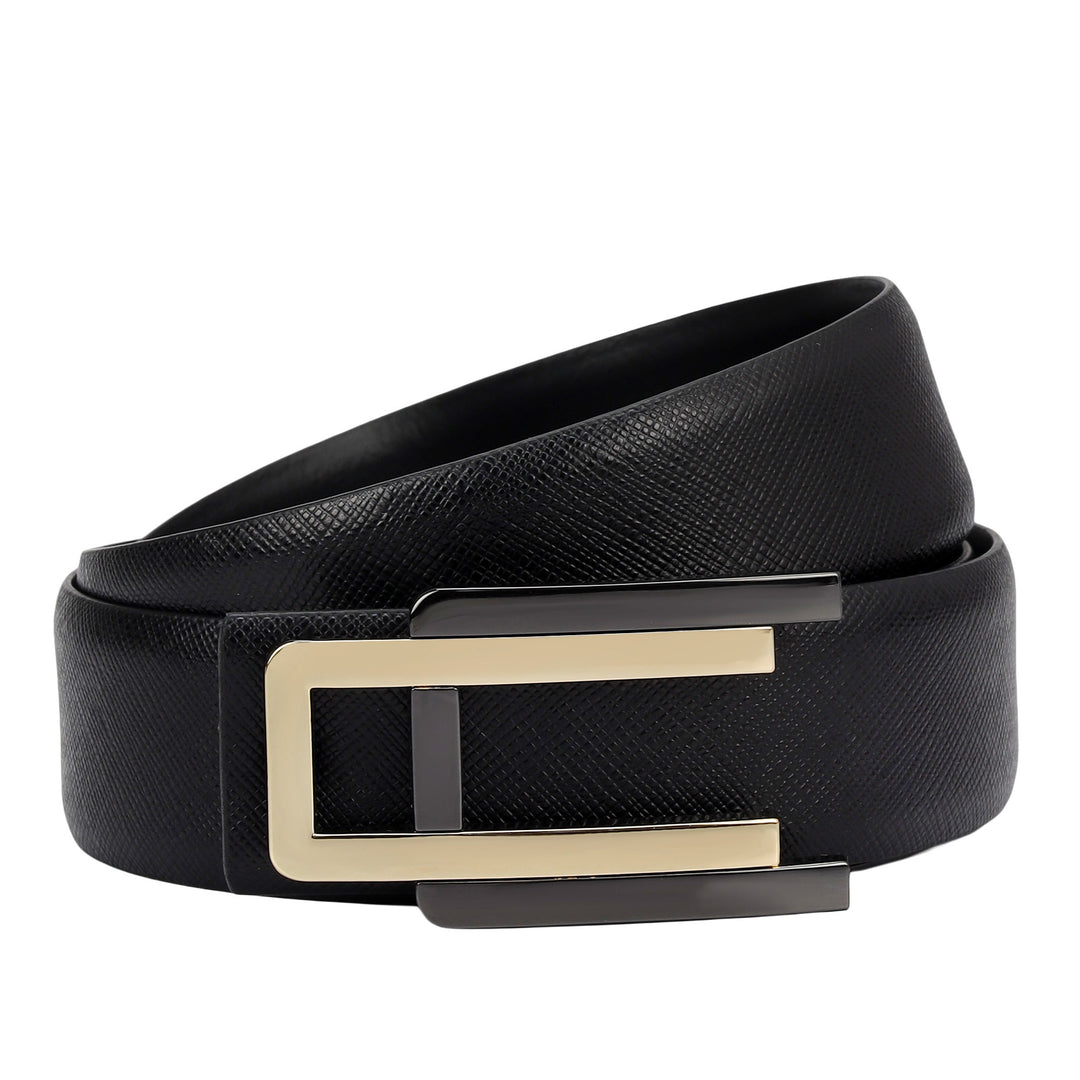 Black Saffiano Franzy Leather Mens Wallet & Belt Gift Set