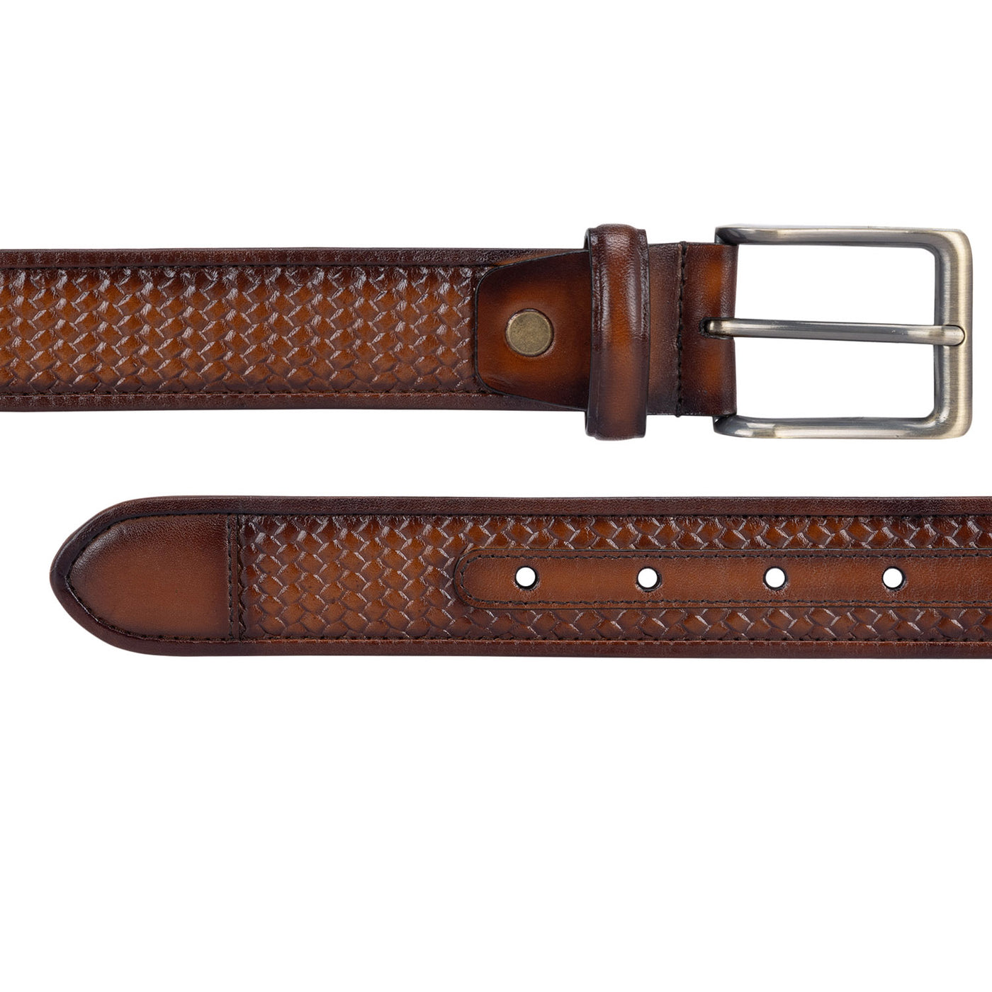 Cognac Mat Emboss Leather Mens Wallet & Belt Gift Set