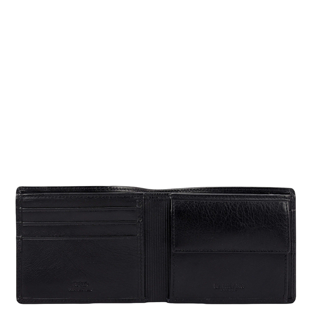 Black Plain Leather Mens Wallet & Belt Gift Set