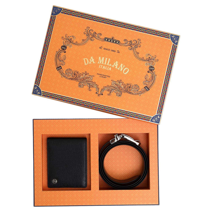 Black & Brown Franzy Leather Mens Wallet & Belt Gift Set
