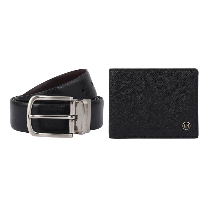 Black & Brown Franzy Leather Mens Wallet & Belt Gift Set