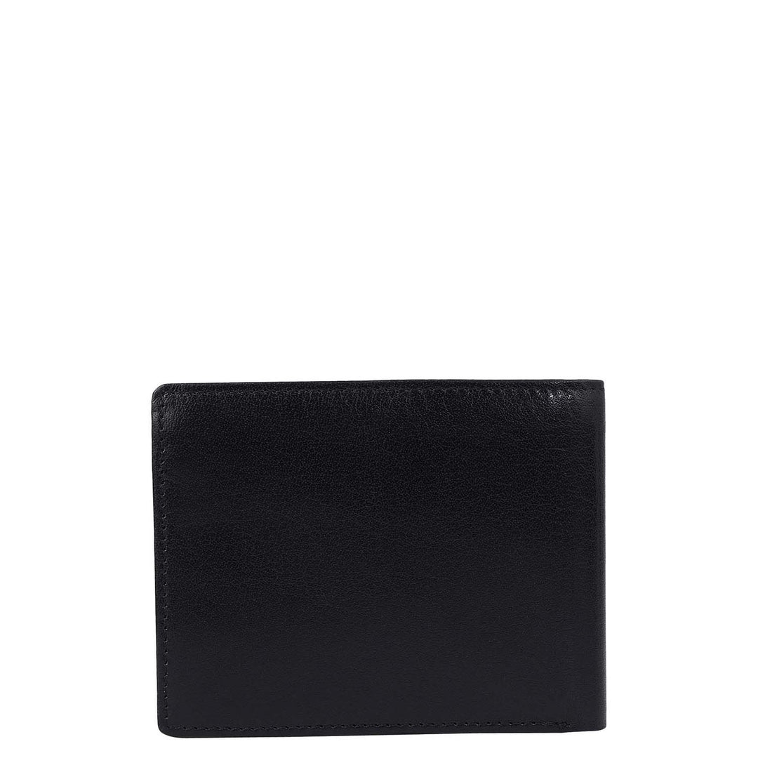 Black & Brown Plain Leather Mens Wallet & Belt Gift Set