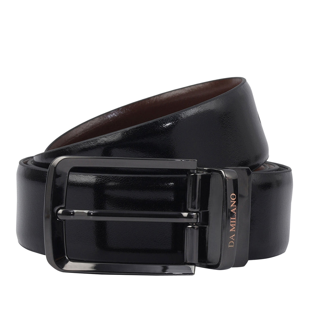 Black & Brown Plain Leather Mens Wallet & Belt Gift Set