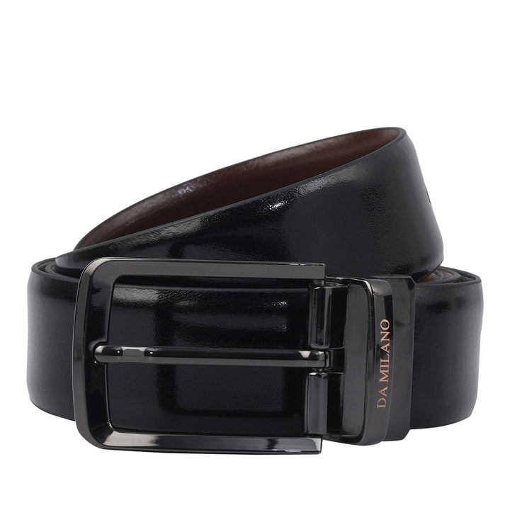 Black & Brown Plain Leather Mens Wallet & Belt Gift Set