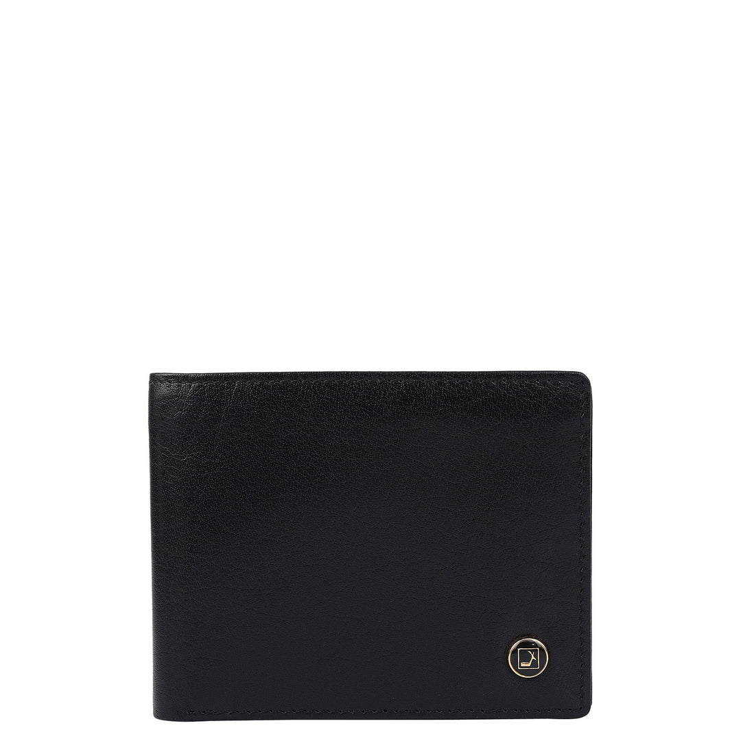 Black & Brown Plain Leather Mens Wallet & Belt Gift Set