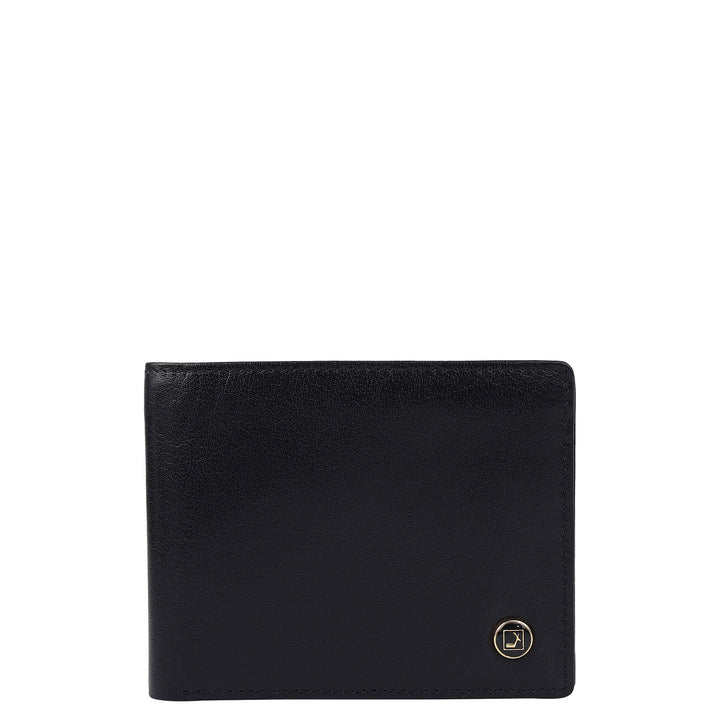 Black & Brown Plain Leather Mens Wallet & Belt Gift Set