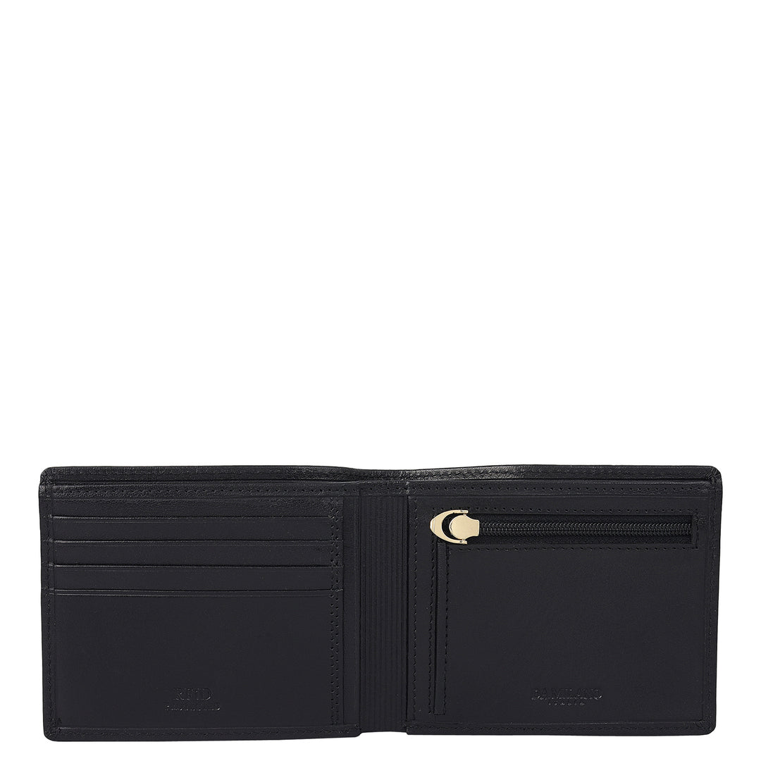 Black & Brown Plain Leather Mens Wallet & Belt Gift Set