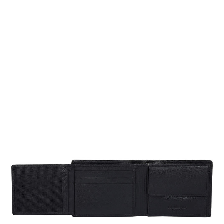Black & Brown Mat Emboss Plain Leather Mens Wallet & Belt Gift Set