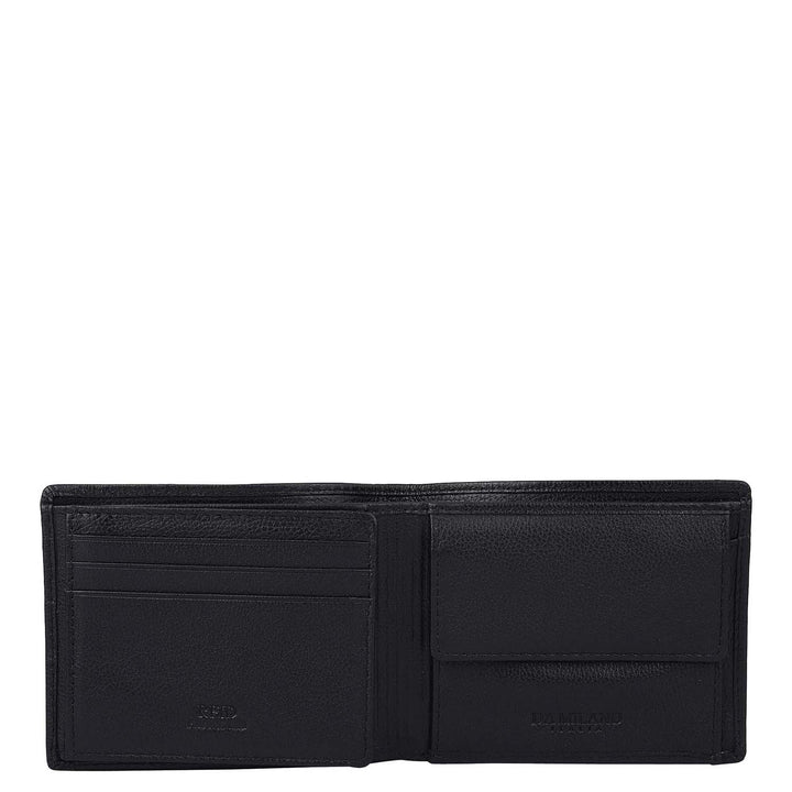 Black & Brown Mat Emboss Plain Leather Mens Wallet & Belt Gift Set