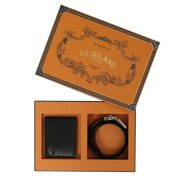 Black & Brown Franzy Leather Mens Wallet & Belt Gift Set