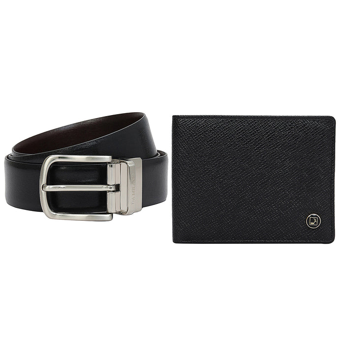 Black & Brown Franzy Leather Mens Wallet & Belt Gift Set