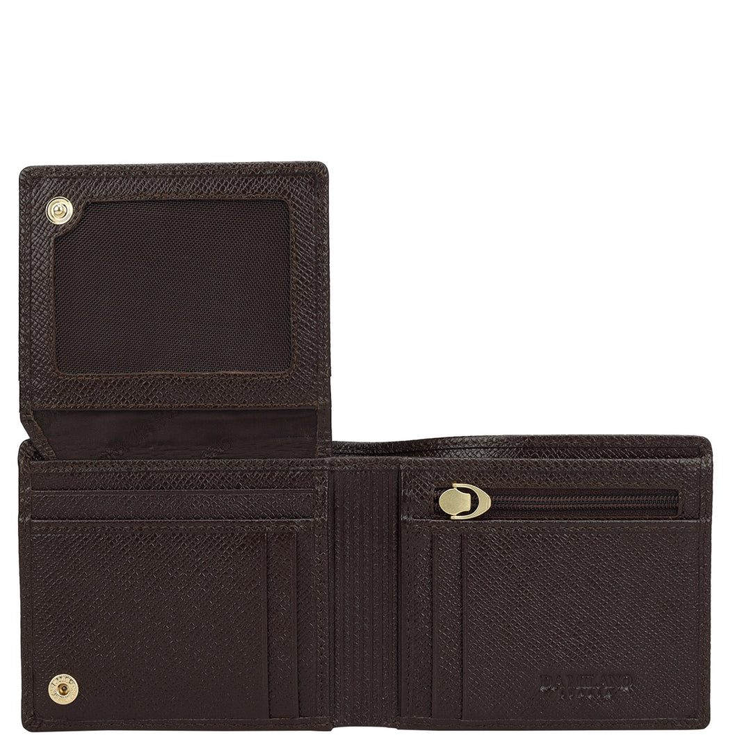 Chocolate Saffiano Franzy Leather Mens Wallet & Belt Gift Set