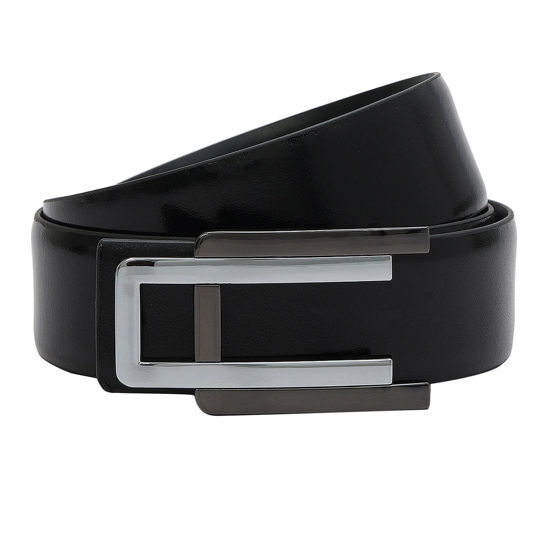 Black Wax Plain Leather Mens Wallet & Belt Gift Set
