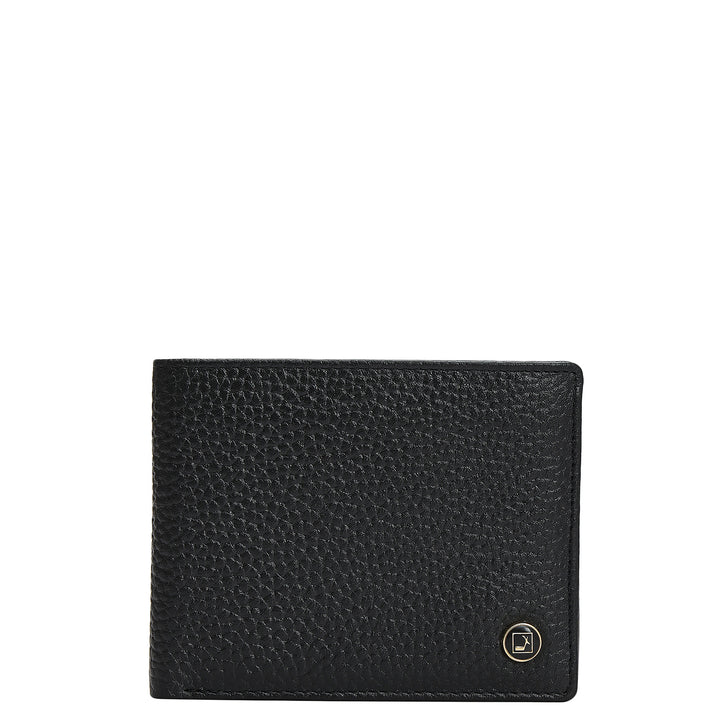 Black Wax Plain Leather Mens Wallet & Belt Gift Set
