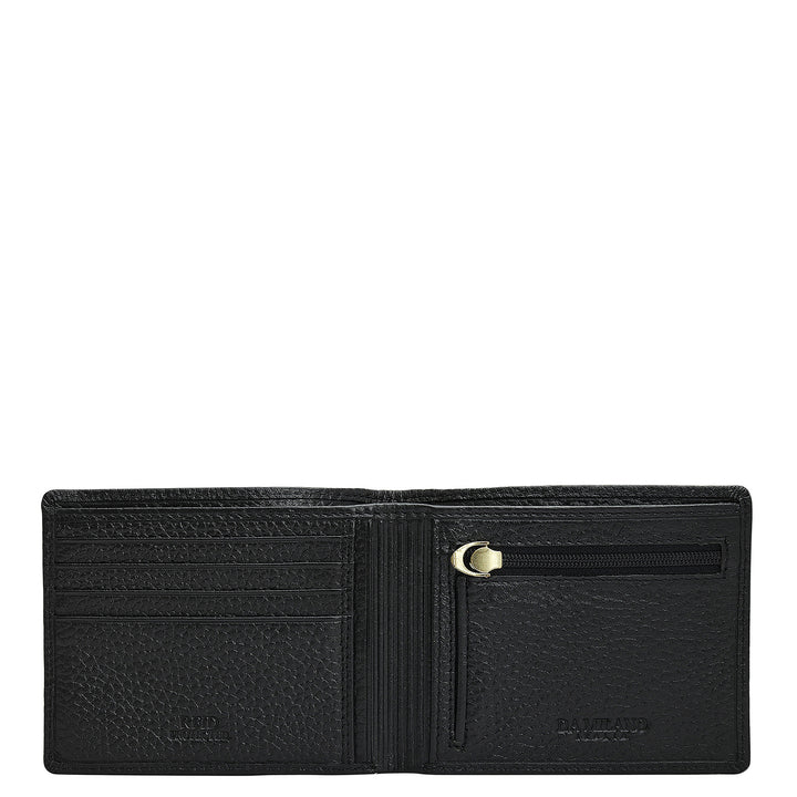 Black Wax Plain Leather Mens Wallet & Belt Gift Set