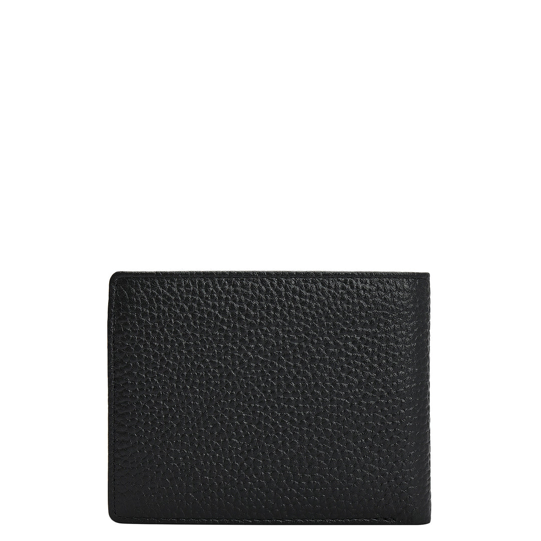 Black Wax Plain Leather Mens Wallet & Belt Gift Set