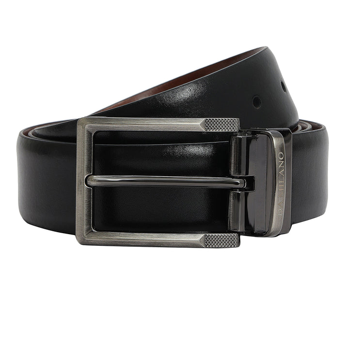 Black & Cognac Plain Leather Mens Wallet & Belt Gift Set