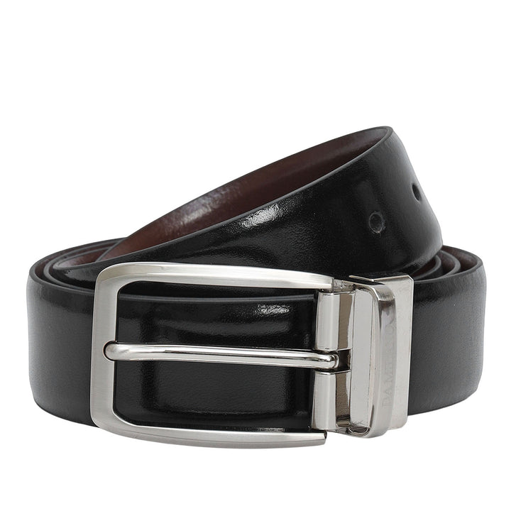 Black & Cognac Plain Leather Mens Wallet & Belt Gift Set