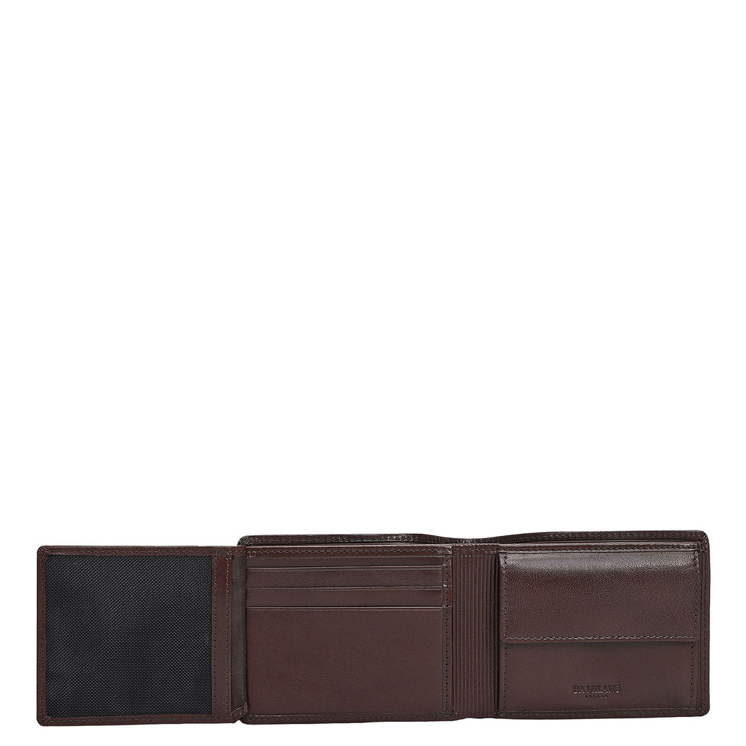 Black & Brown Plain Leather Mens Wallet & Belt Gift Set