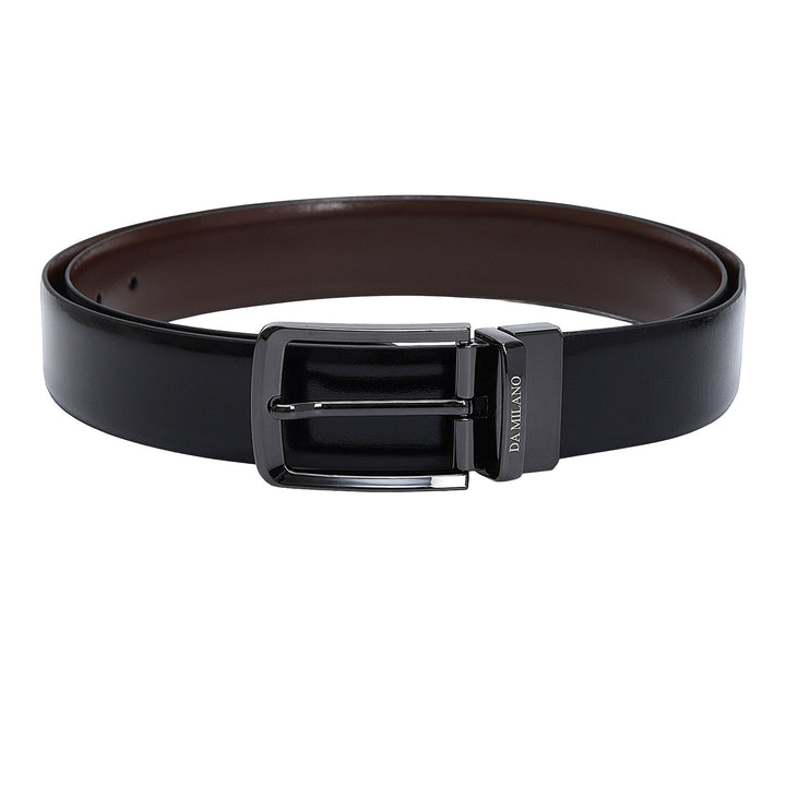 Black & Brown Plain Leather Mens Wallet & Belt Gift Set