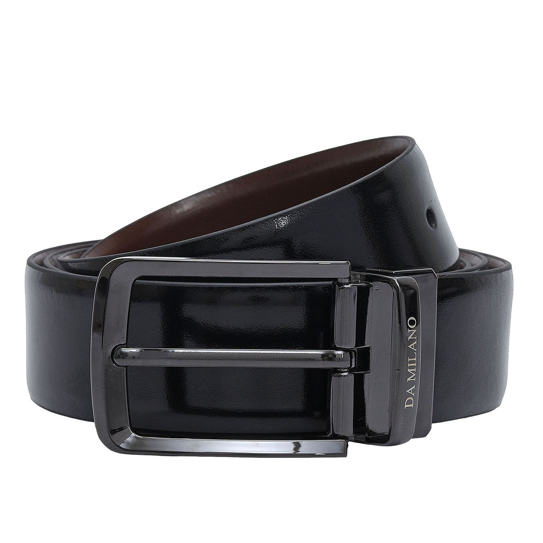 Black & Brown Plain Leather Mens Wallet & Belt Gift Set
