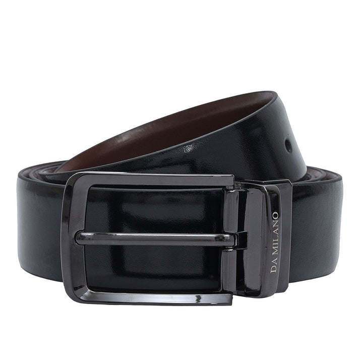 Black & Brown Plain Leather Mens Wallet & Belt Gift Set