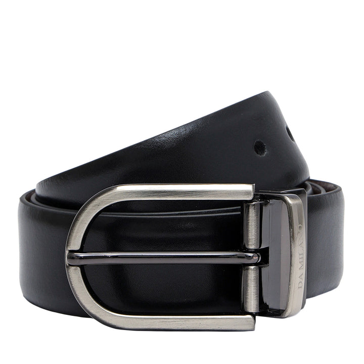 Black & Brown Plain Leather Mens Wallet & Belt Gift Set