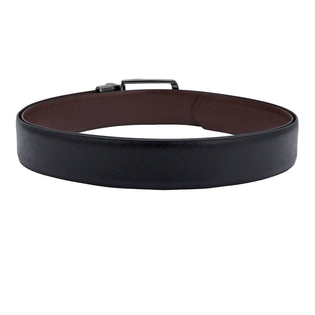 Black Saffiano Franzy Leather Mens Wallet & Belt Gift Set