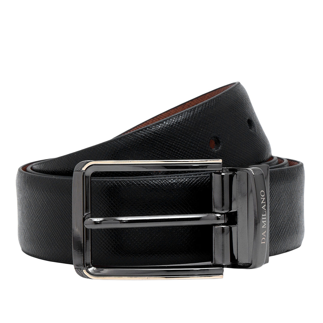 Black & Cognac Saffiano Franzy Leather Mens Wallet & Belt Gift Set