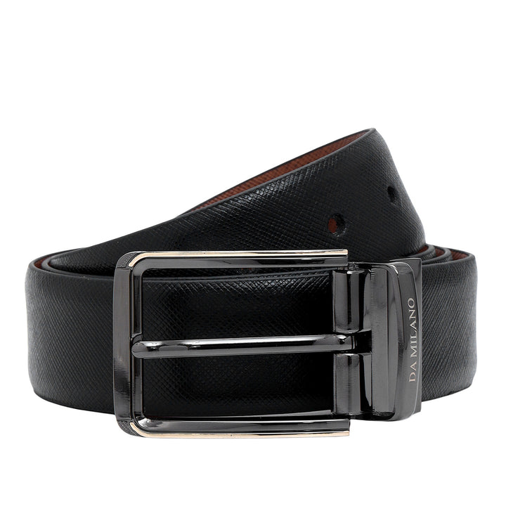 Black & Cognac Saffiano Franzy Leather Mens Wallet & Belt Gift Set