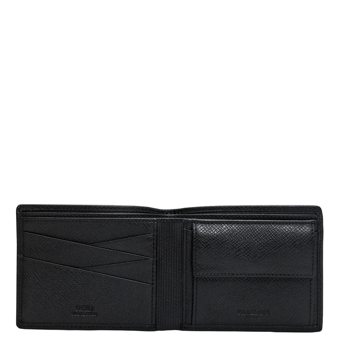 Black & Cognac Saffiano Franzy Leather Mens Wallet & Belt Gift Set