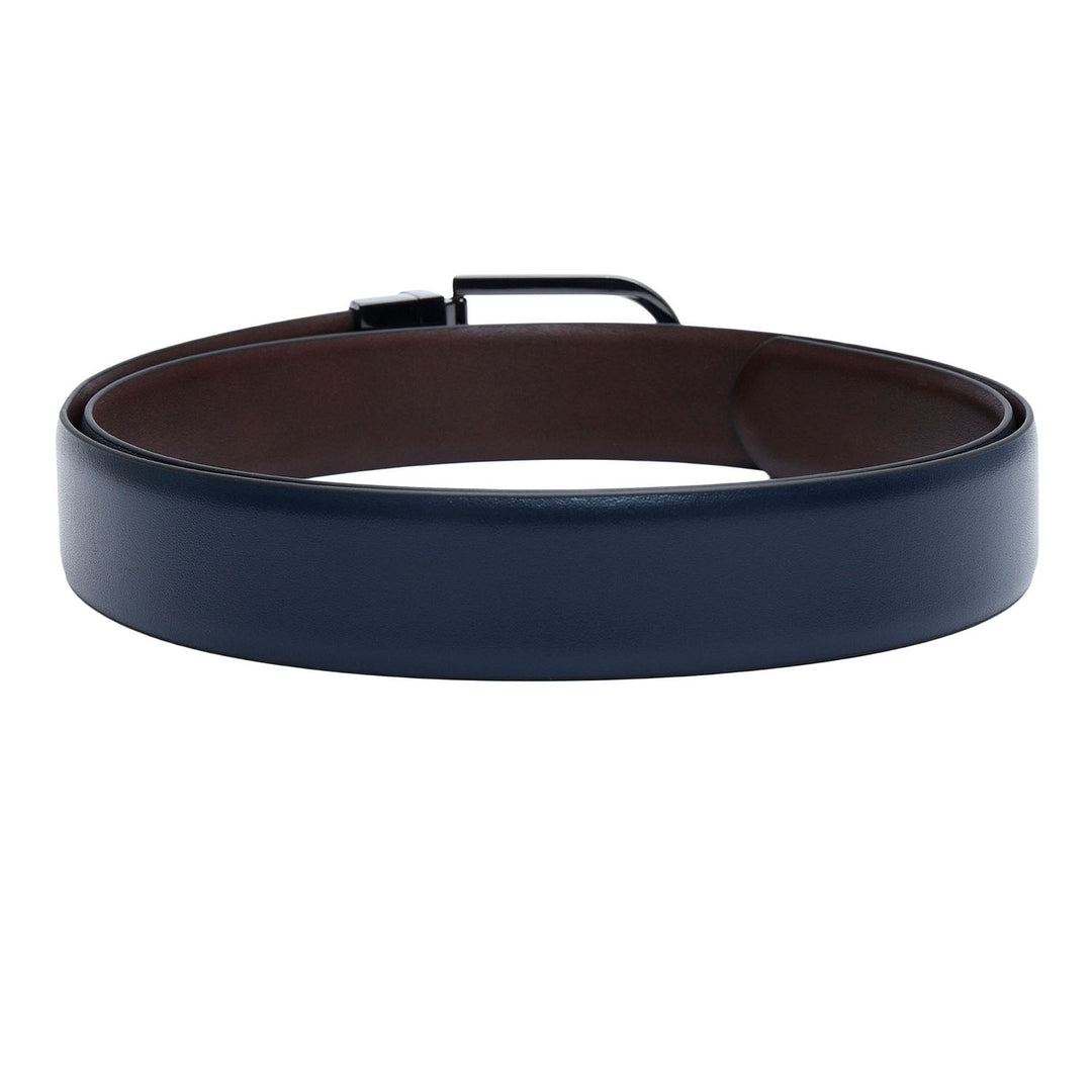 Blue & Brown Pln Leather Mens Wallet & Belt Gift Set