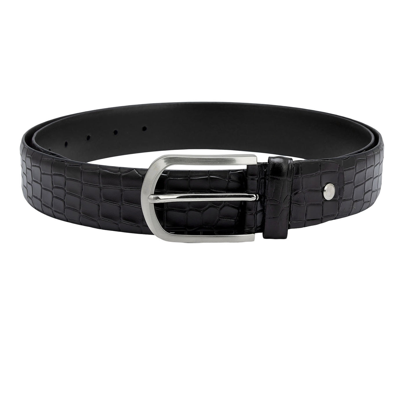 Black Croco Leather Mens Wallet & Belt Gift Set