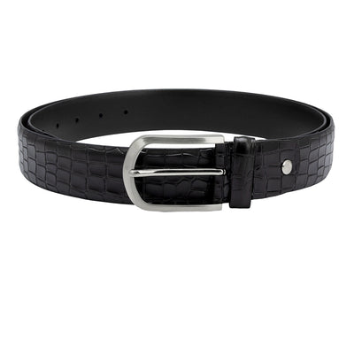 Black Croco Leather Mens Wallet & Belt Gift Set