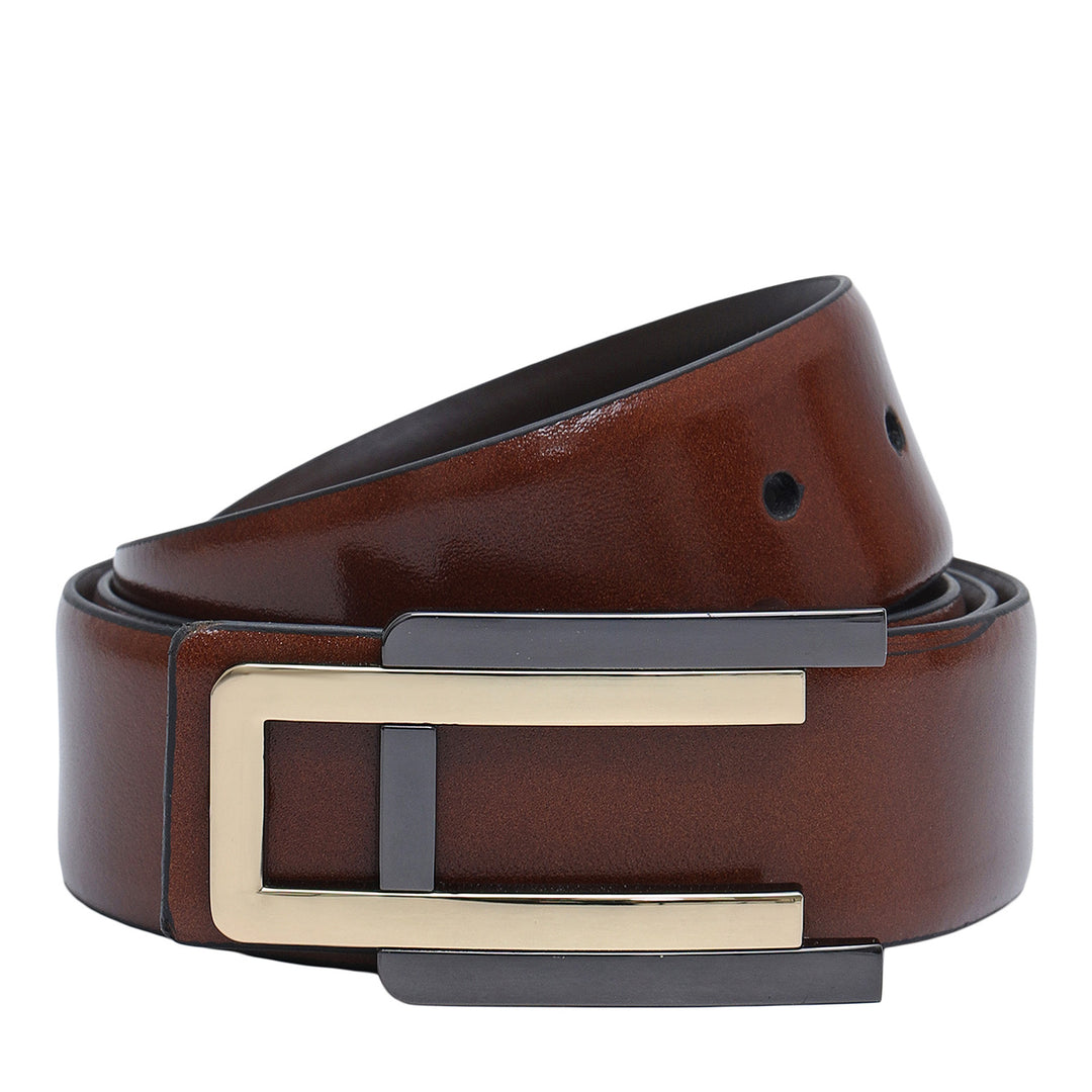 Cognac Plain Leather Mens Wallet & Belt Gift Set