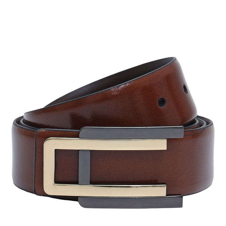 Cognac Plain Leather Mens Wallet & Belt Gift Set